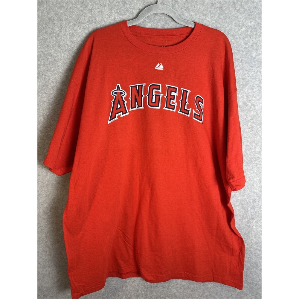 NEW California Angels Red Authentic Majestic Adult T-Shirt XXL Pujoles No 5